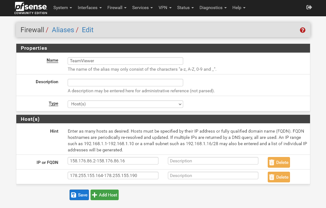 Definir Faixas de IPs
