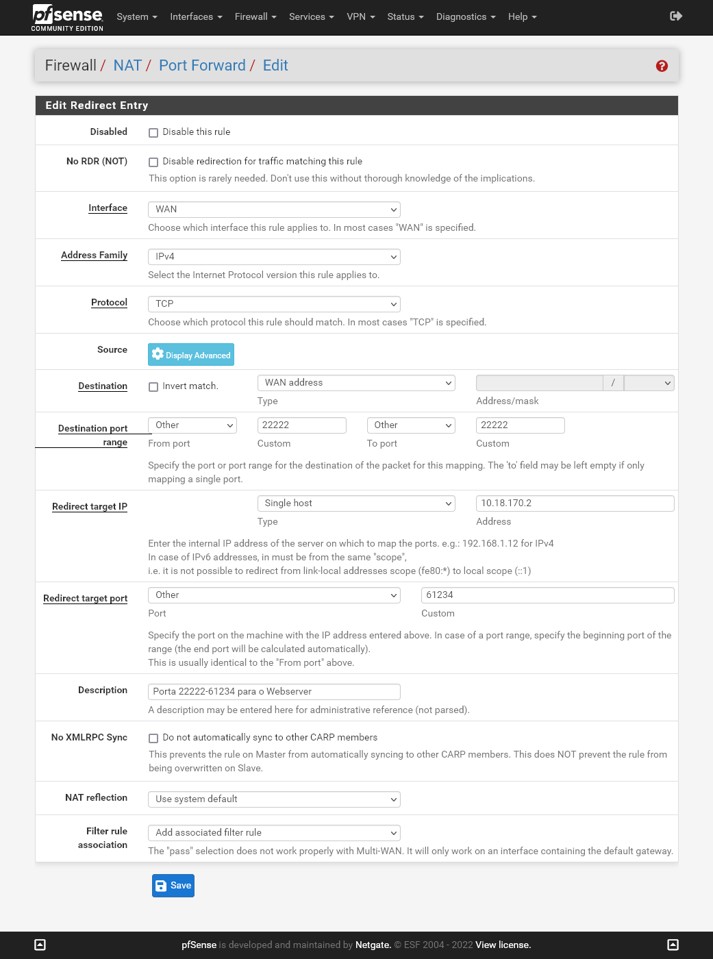 Configuração da Regra