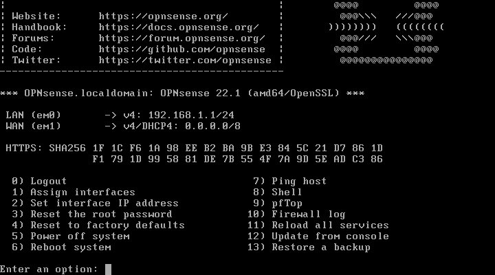 Configuração Inicial do OPNsense