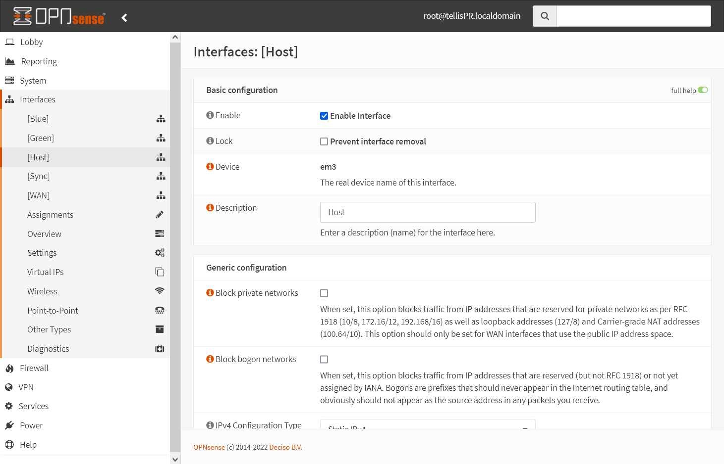 Interfaces Configuradas