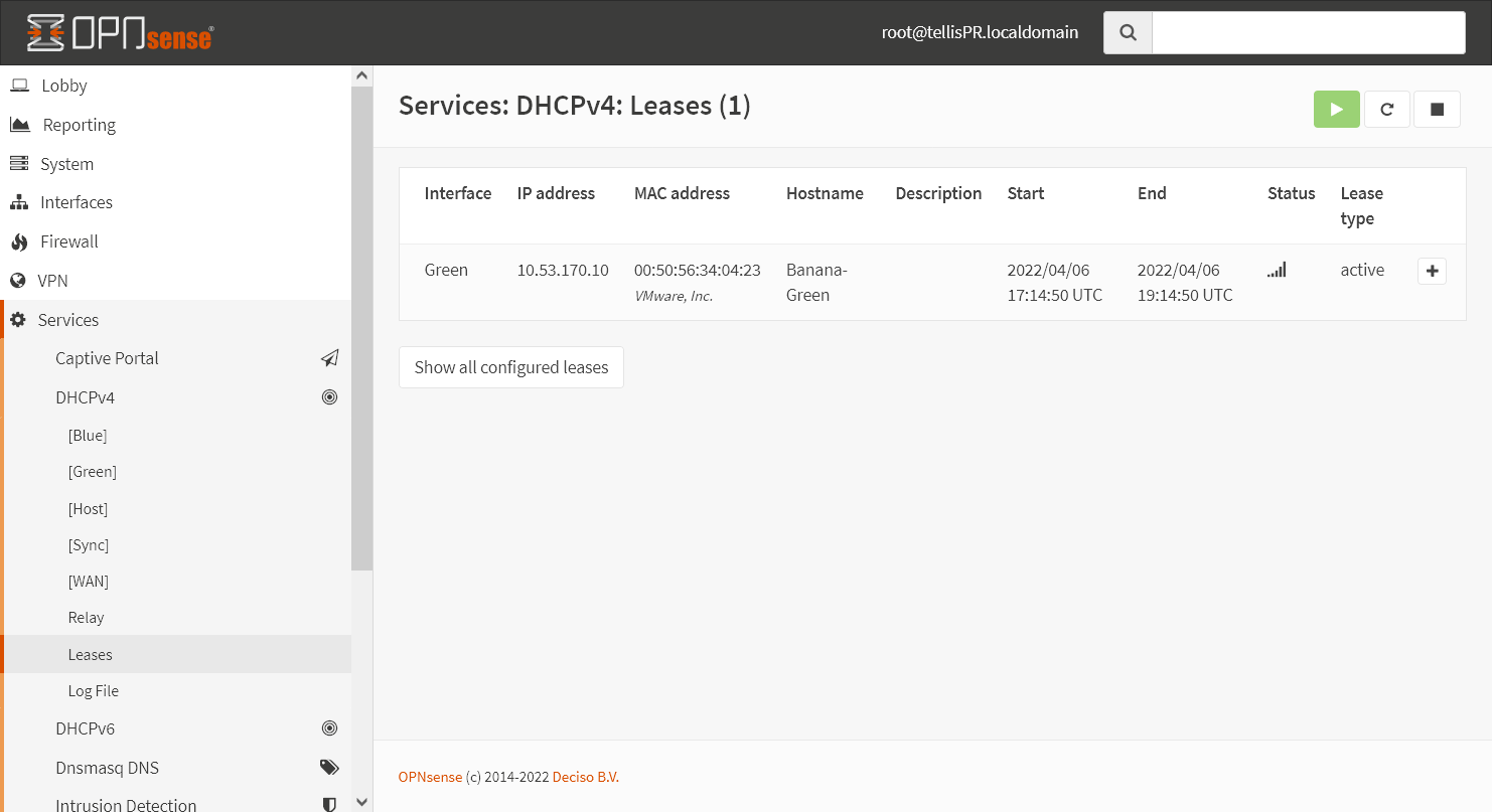 Lista de Leases no OPNsense