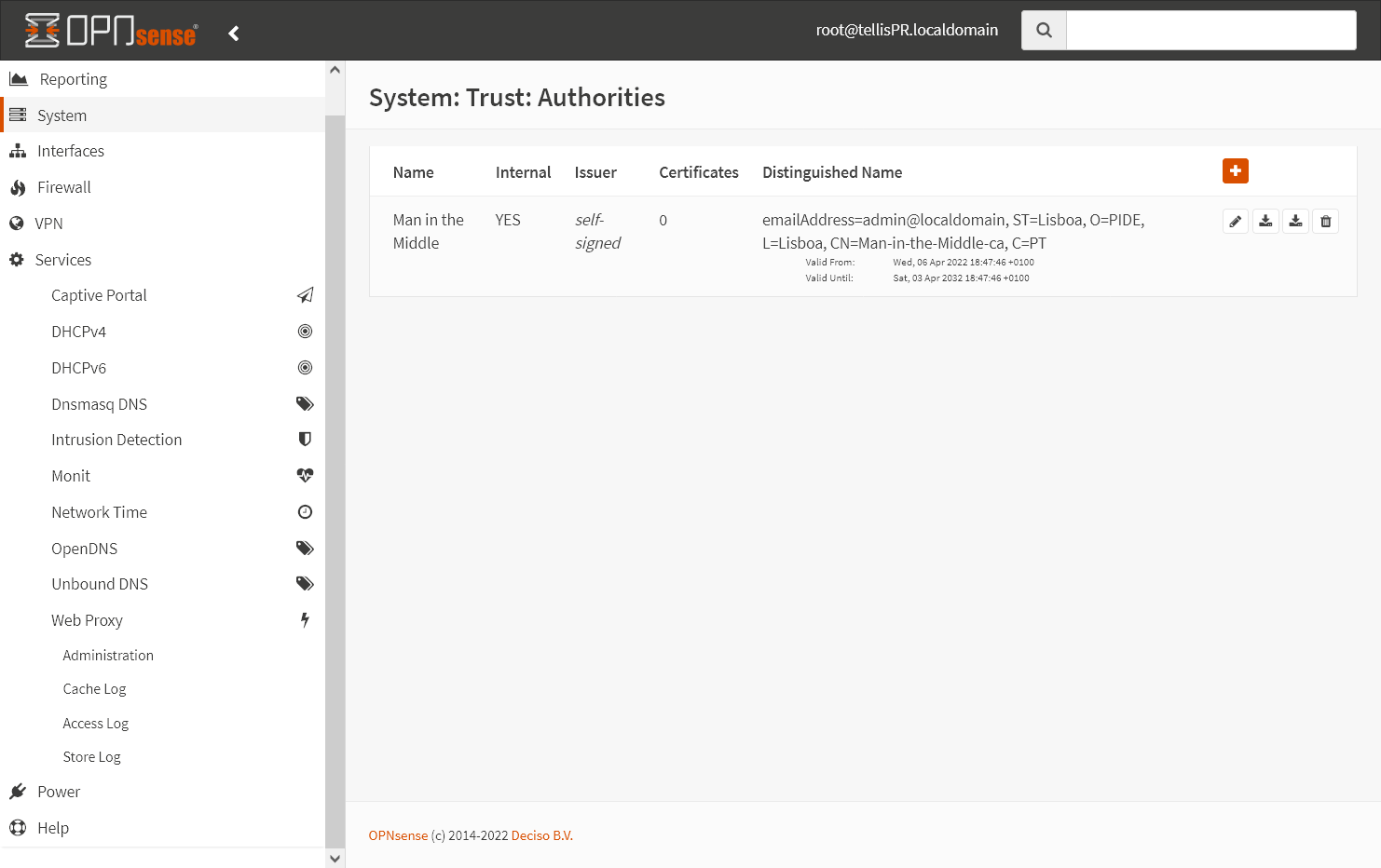 Services - Web Proxy - Administration