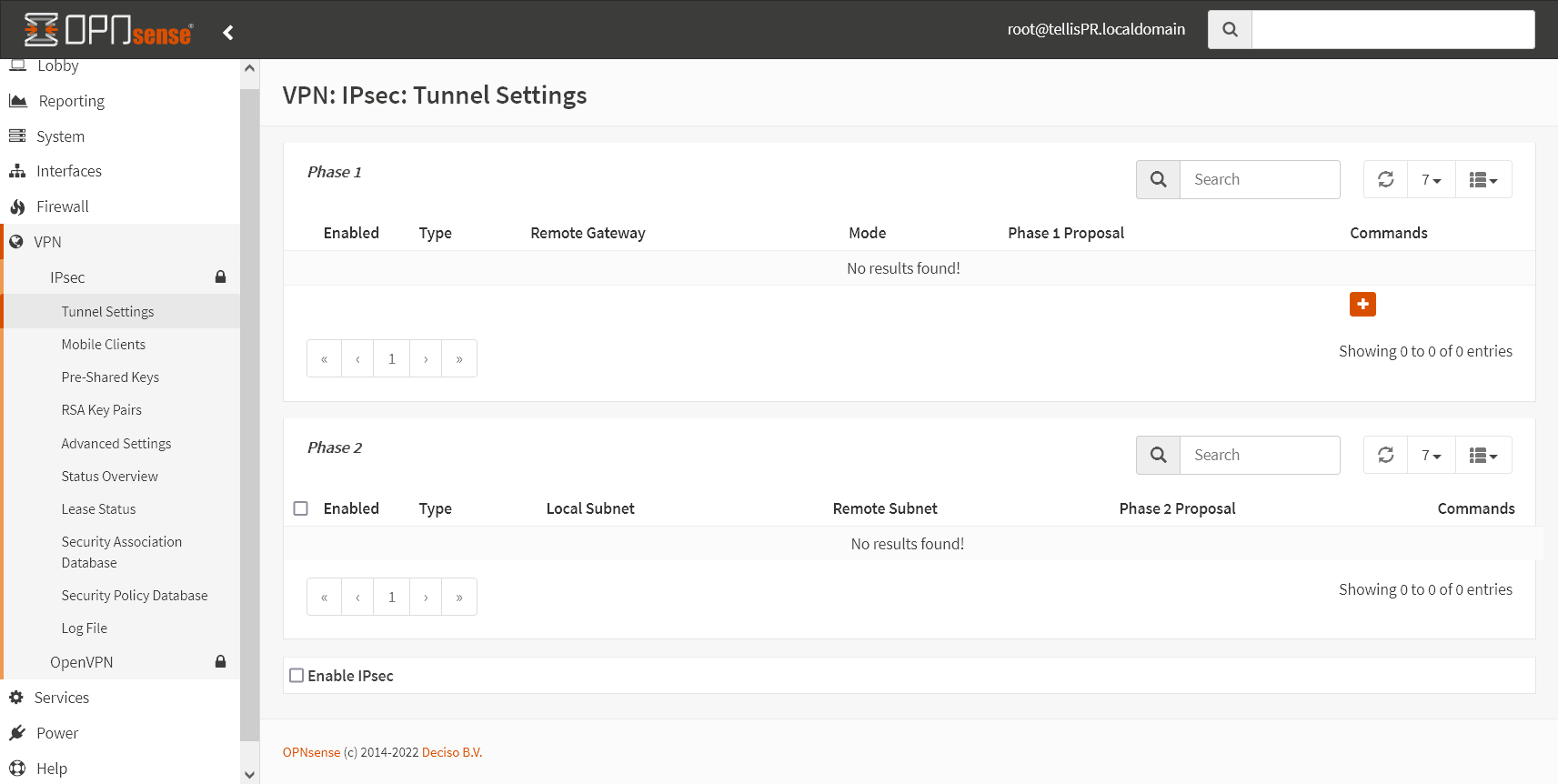 IPsec - Tunnel Settings