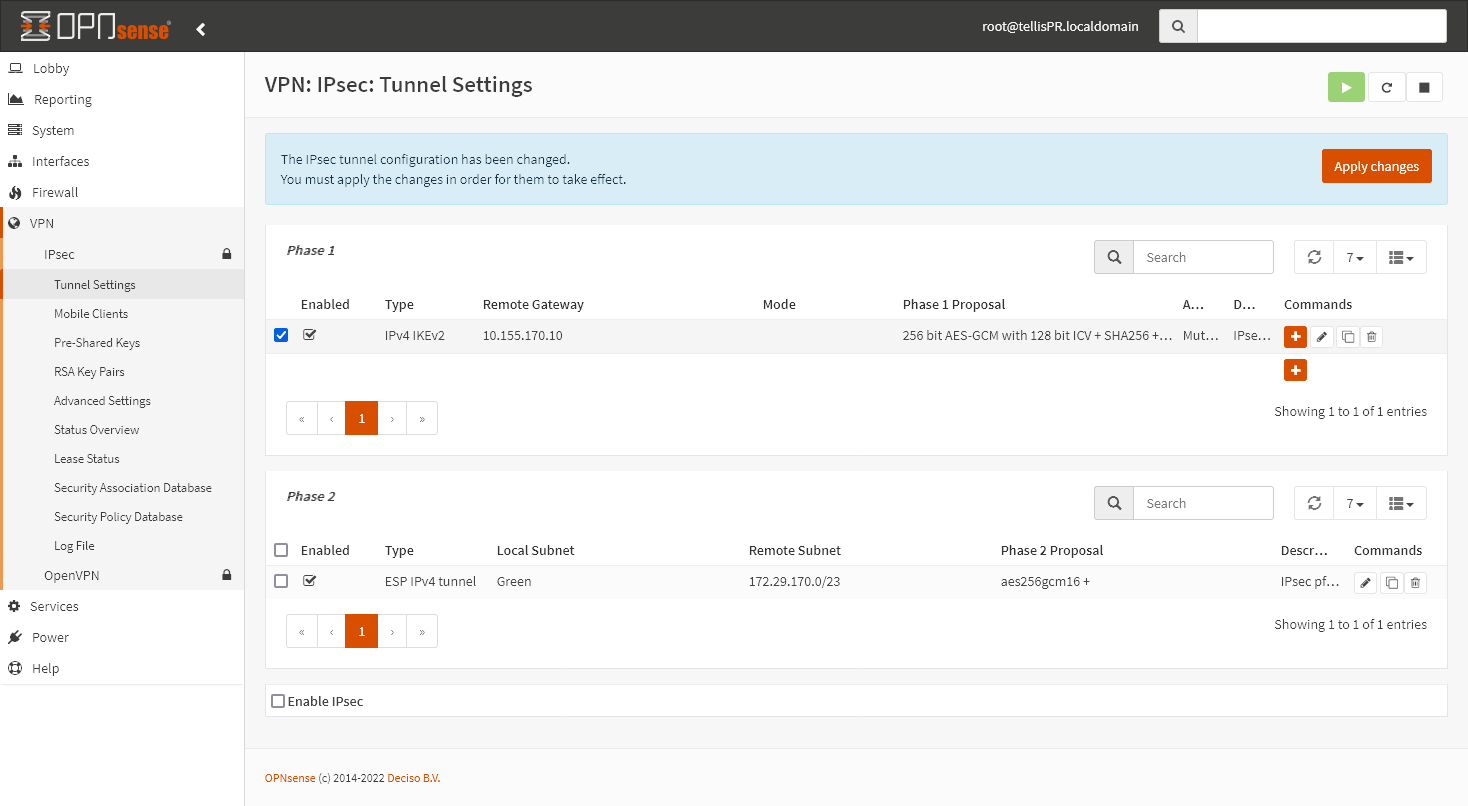 Desligar Túnel IPsec