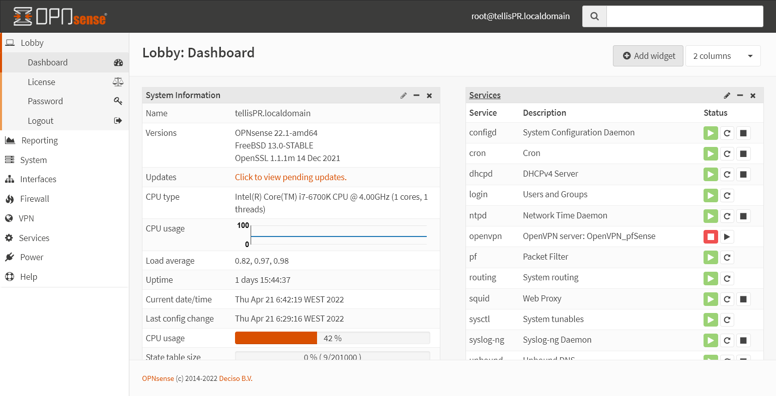 OPNsense - Iniciar o serviço OpenVPN