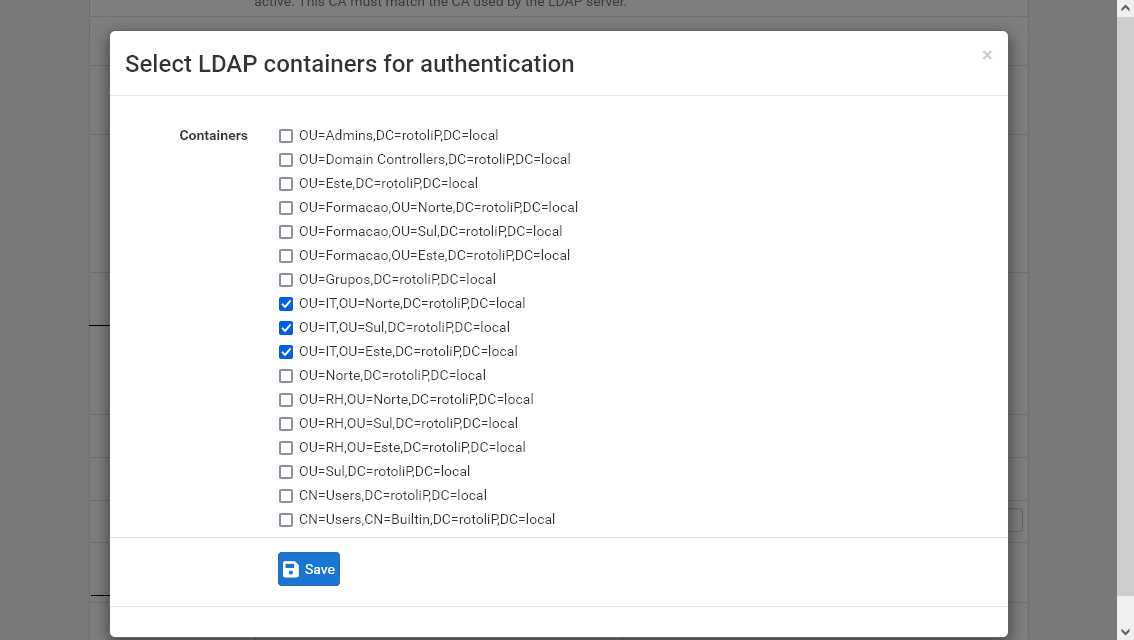 Containers para autenticação