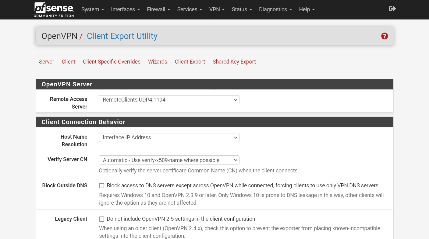 Client Export Utility
