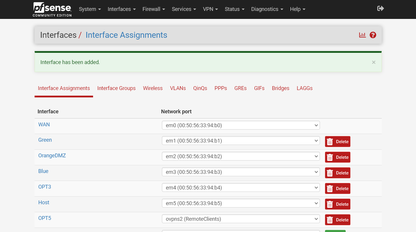 Interface adicionada com sucesso