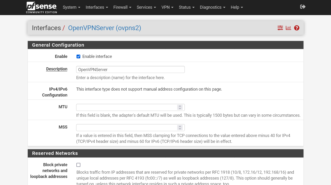 Habilitar e renomear a interface