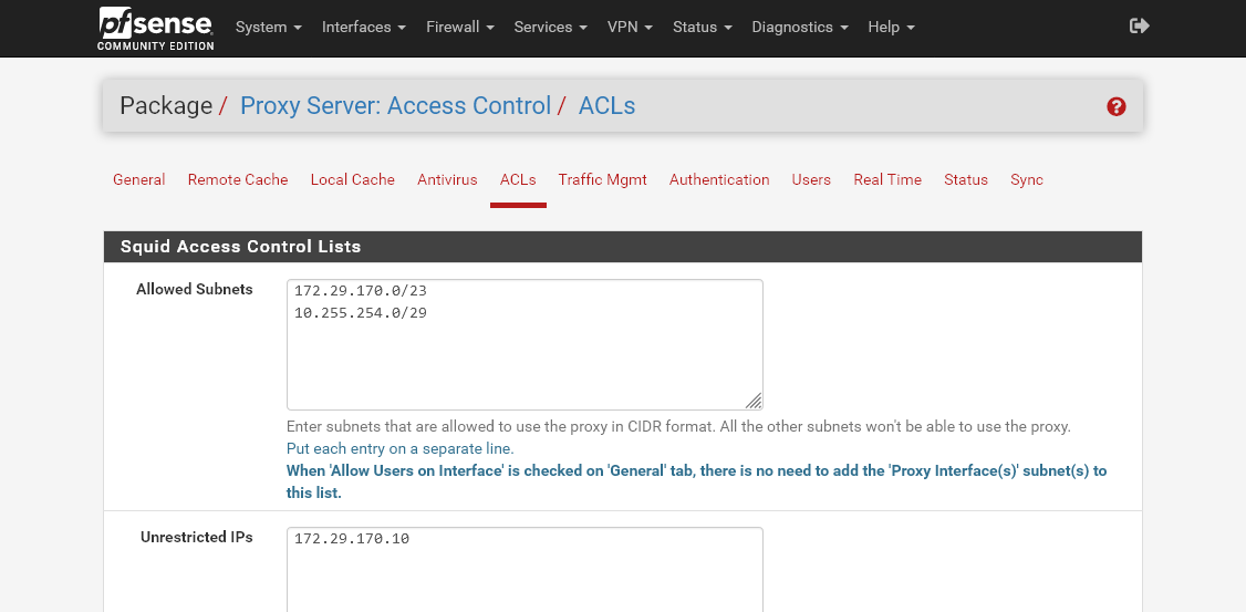 ACLs - Allowed Subnets