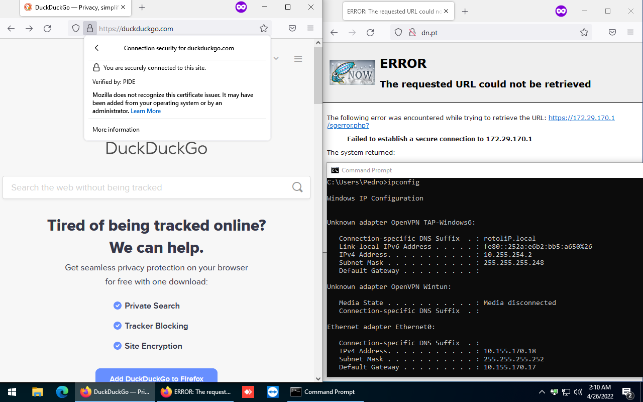 Proxy funcionando corretamente para clientes remotos