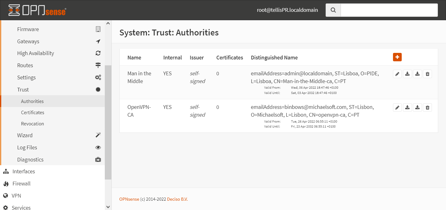 Nova Certificate Authorivy criada