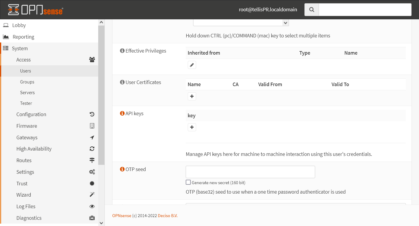 Gerar User Certificate