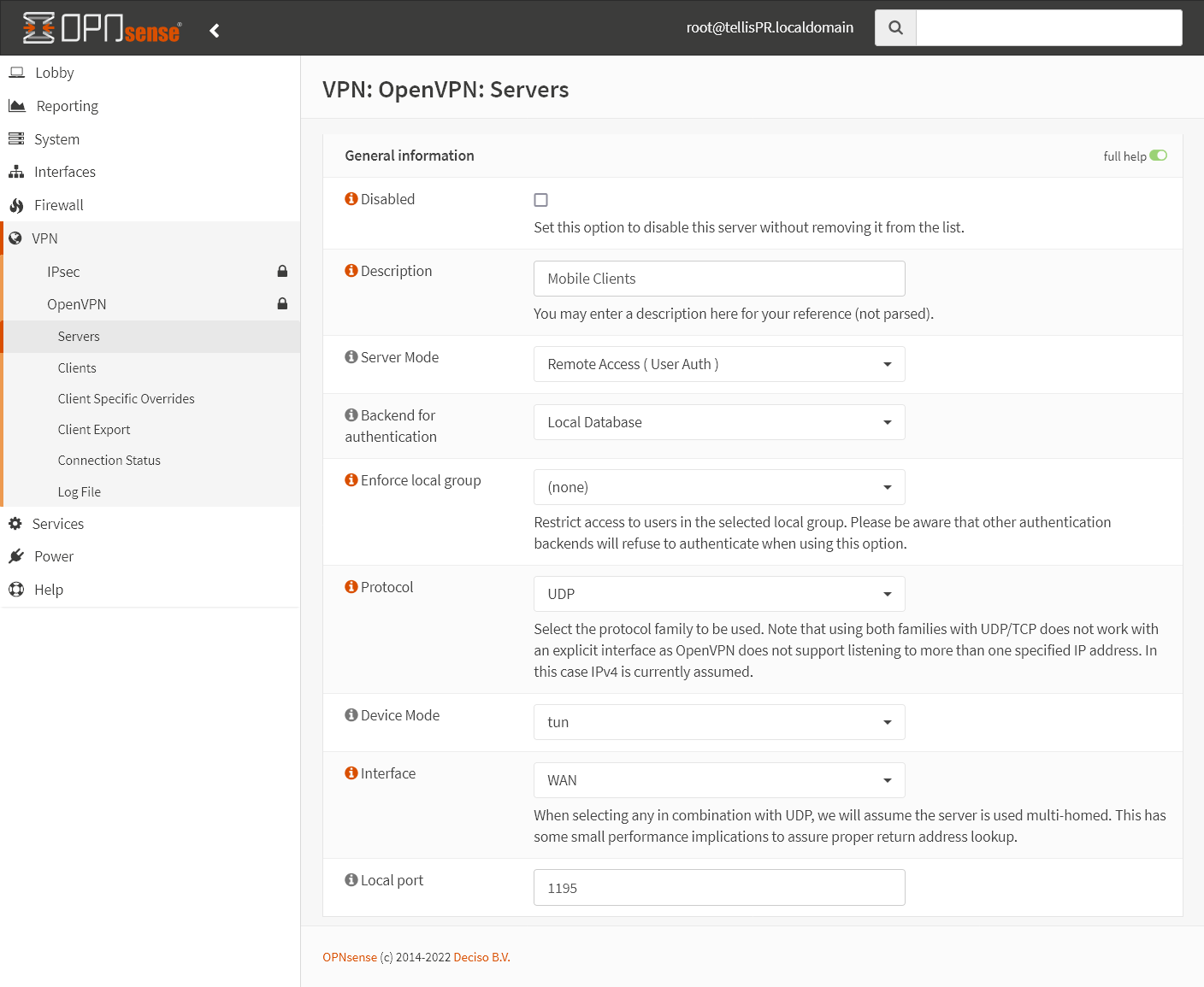 Configuração OpenVPN Server - Informação Geral