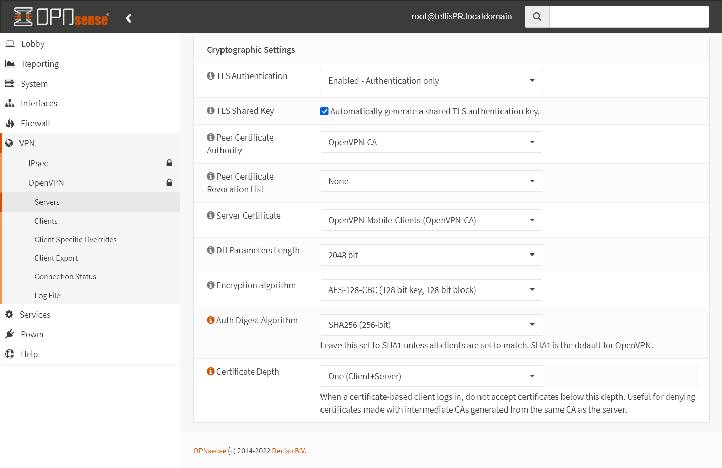 Configuração OpenVPN Server - Configuração Criptográfica