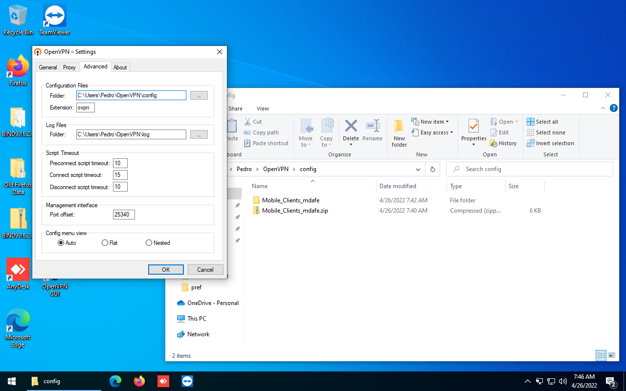 Importar configuração para o cliente OpenVPN