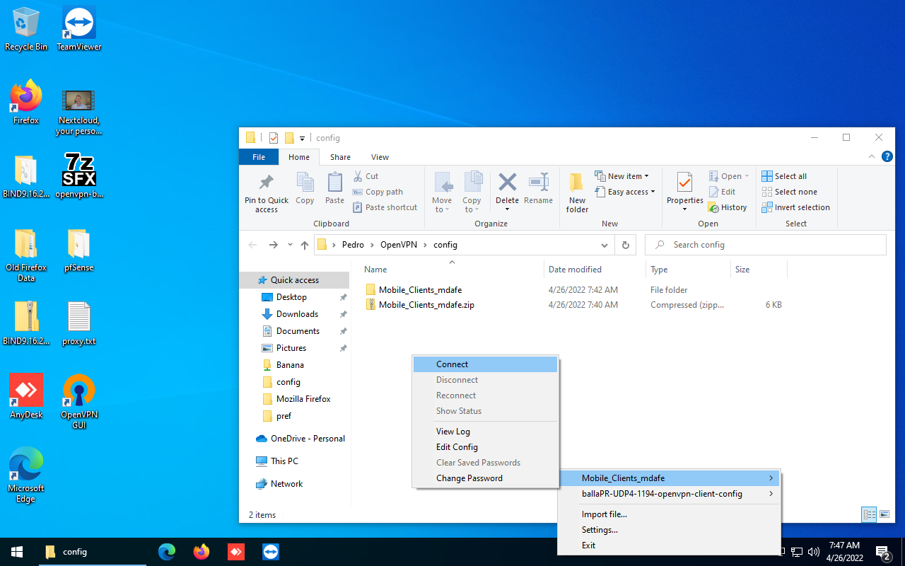 Conectar utilizando a nova configuração
