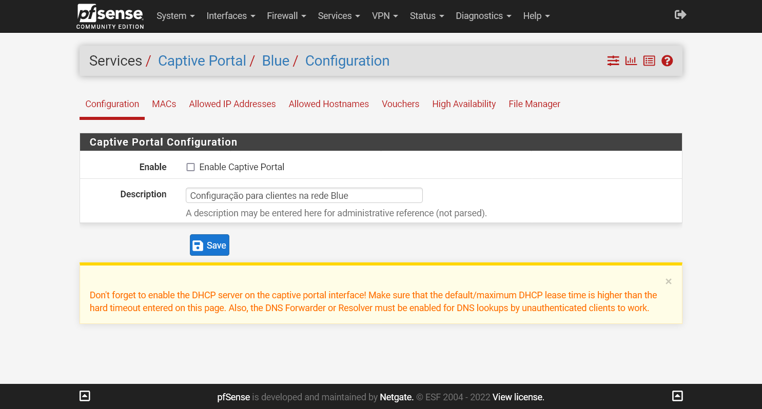 Zona criada e pronta para ser configurada