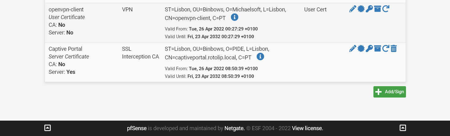Certificado para o Captive Portal