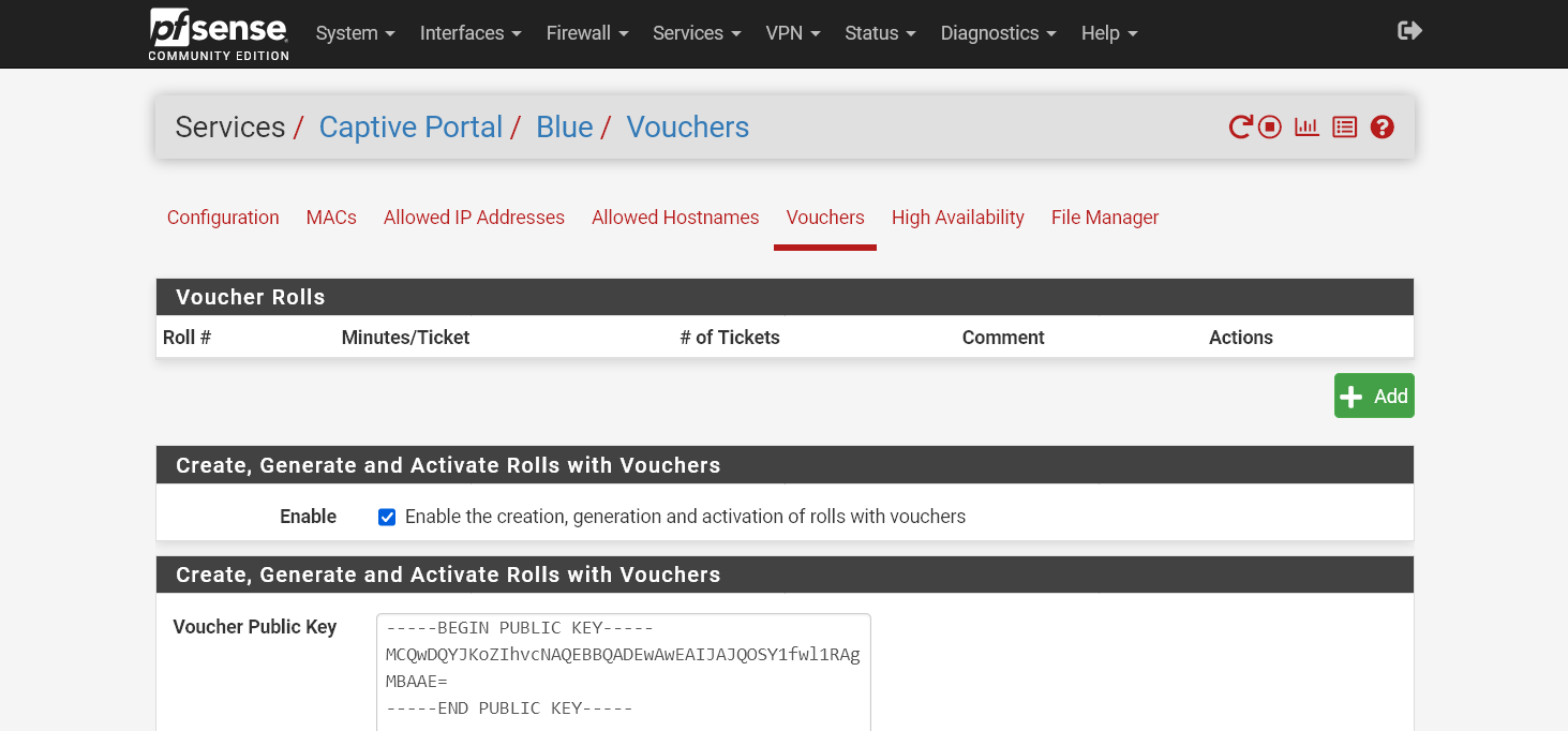 Gerar novos vouchers