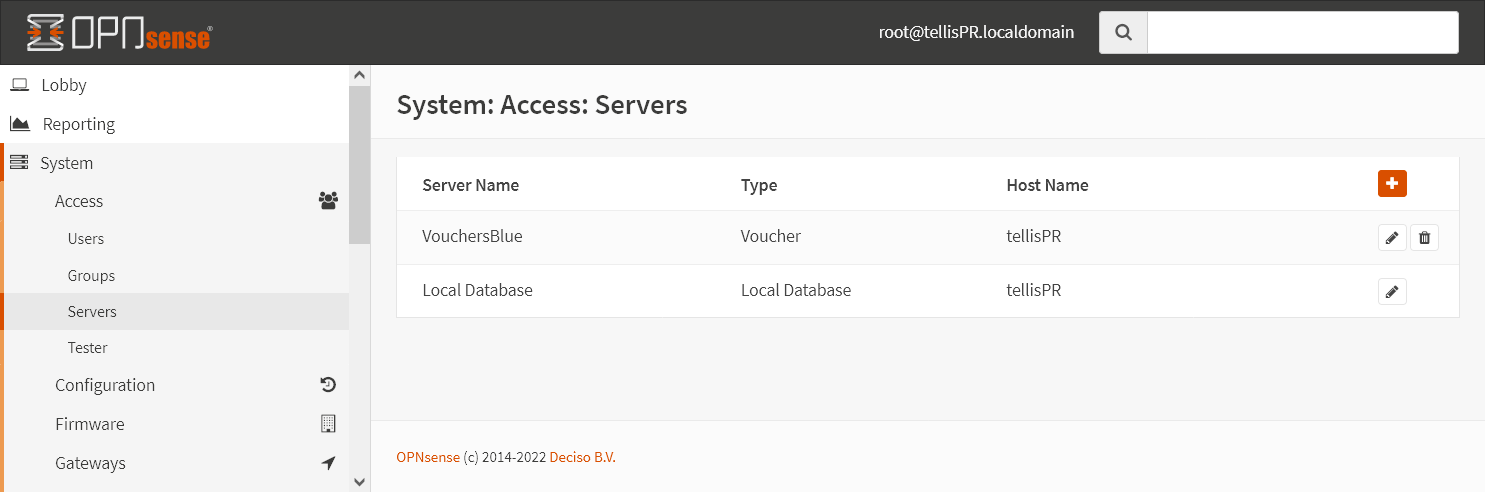 Servidor de vouchers criado