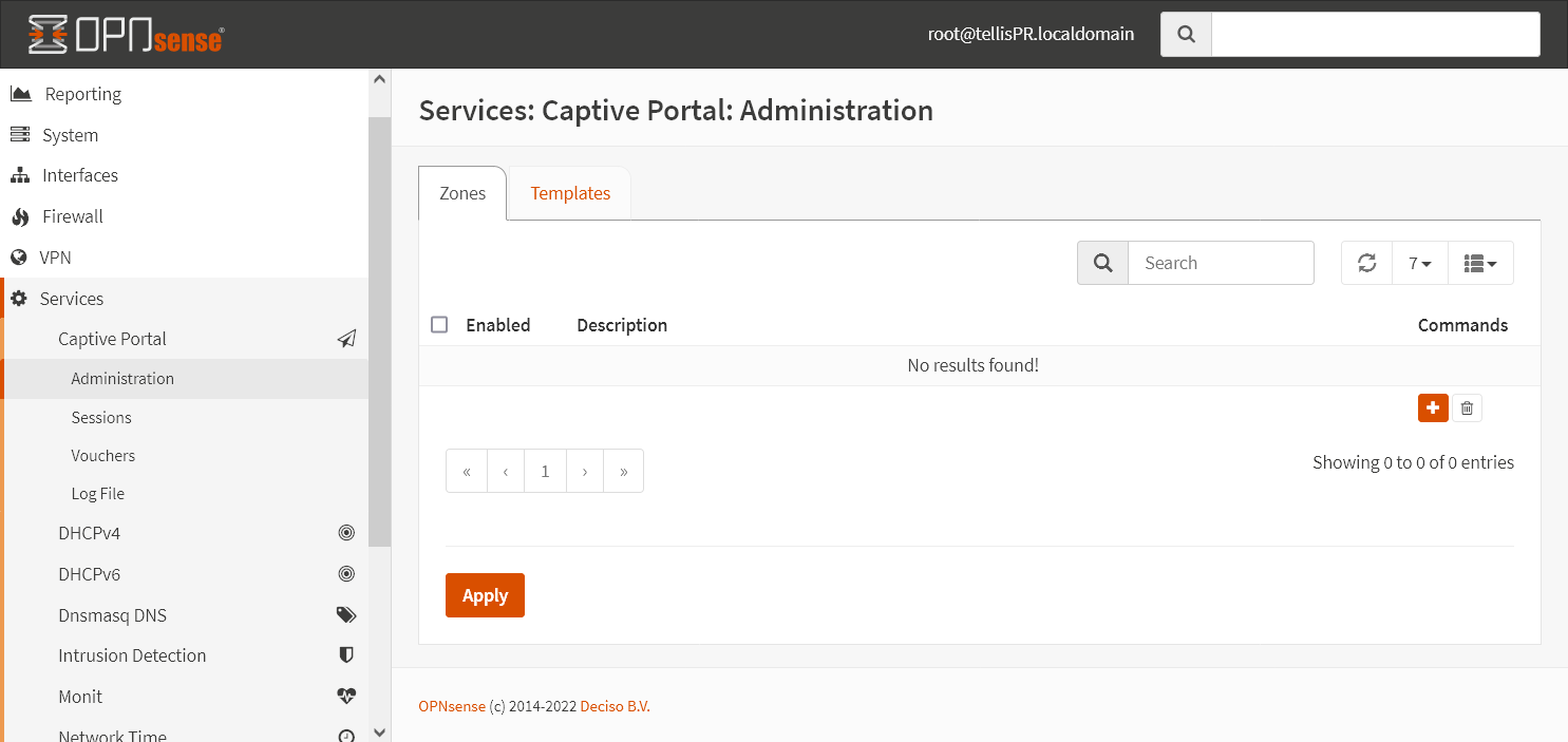 Services - Captive Portal - Administration