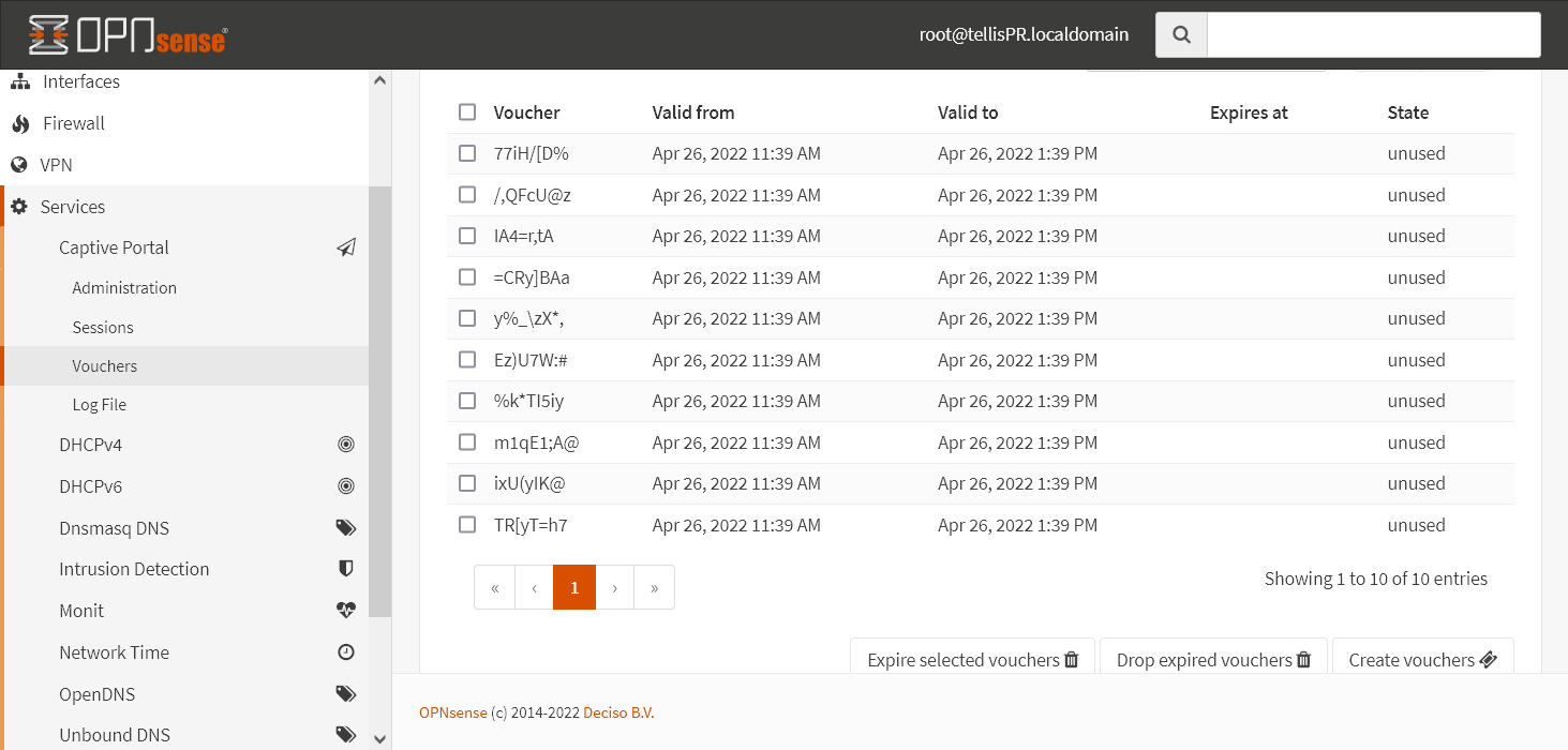 Vouchers gerados com sucesso