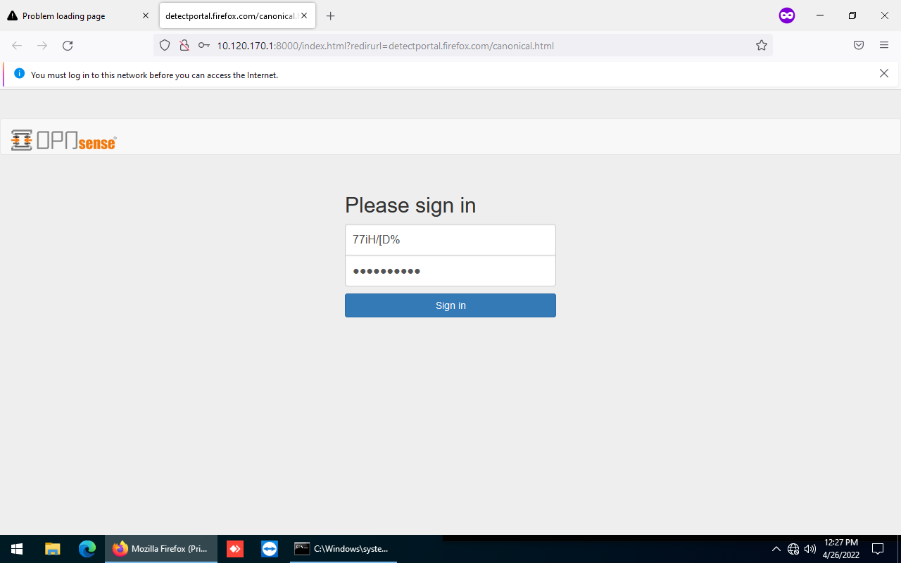 Portal de acesso do Captive Portal no OPNsense