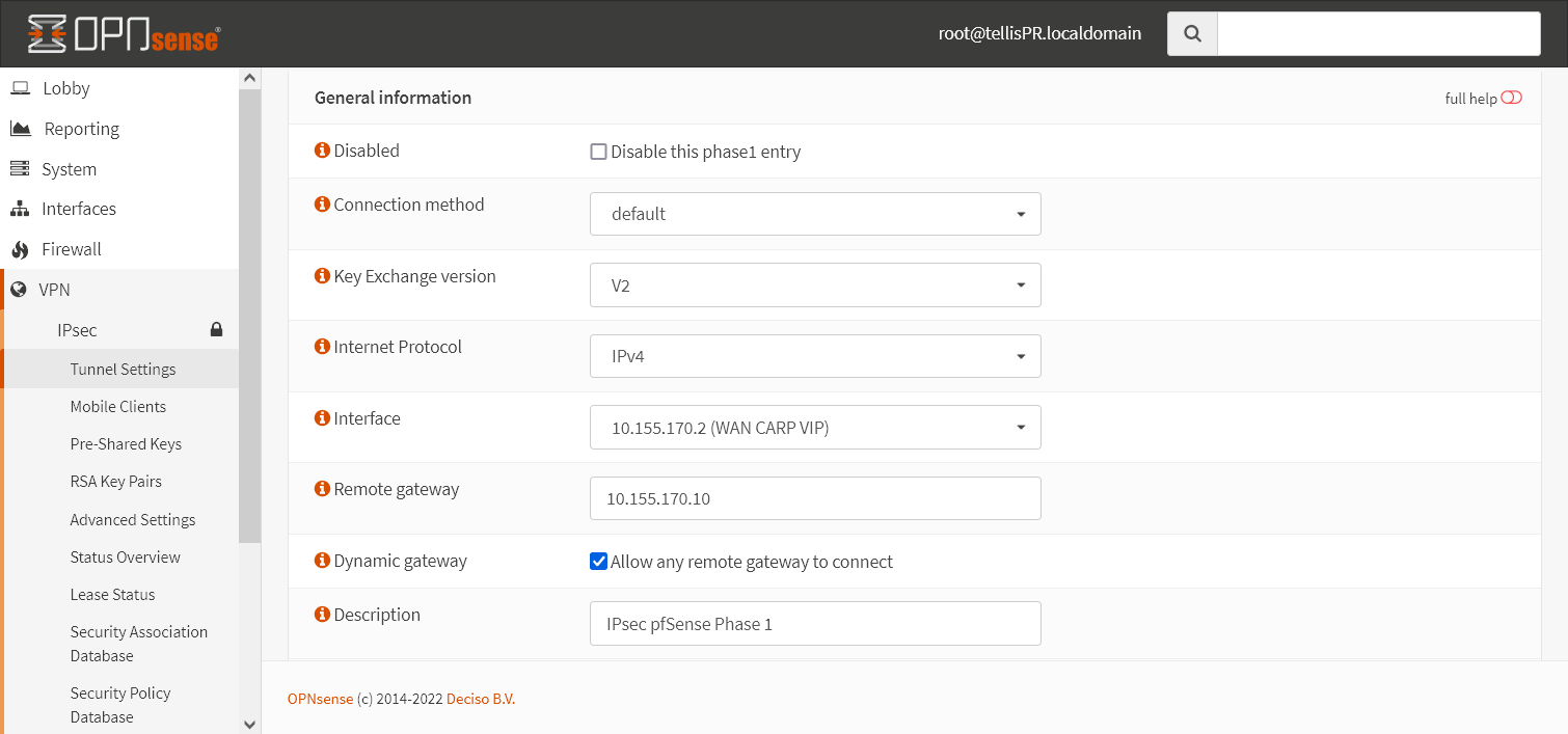 IPsec Interface - WAN CARP VIP
