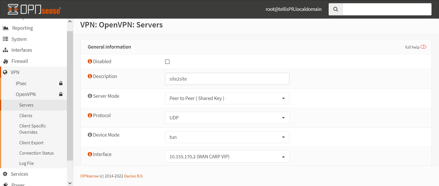 OpenVPN Servers Interface - WAN CARP VIP