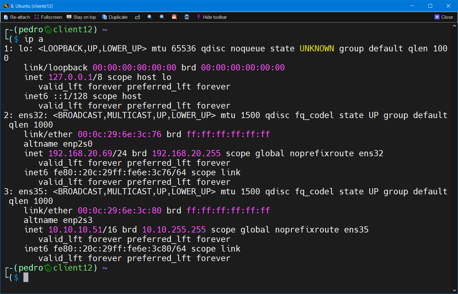 Cliente em uma rede diferente