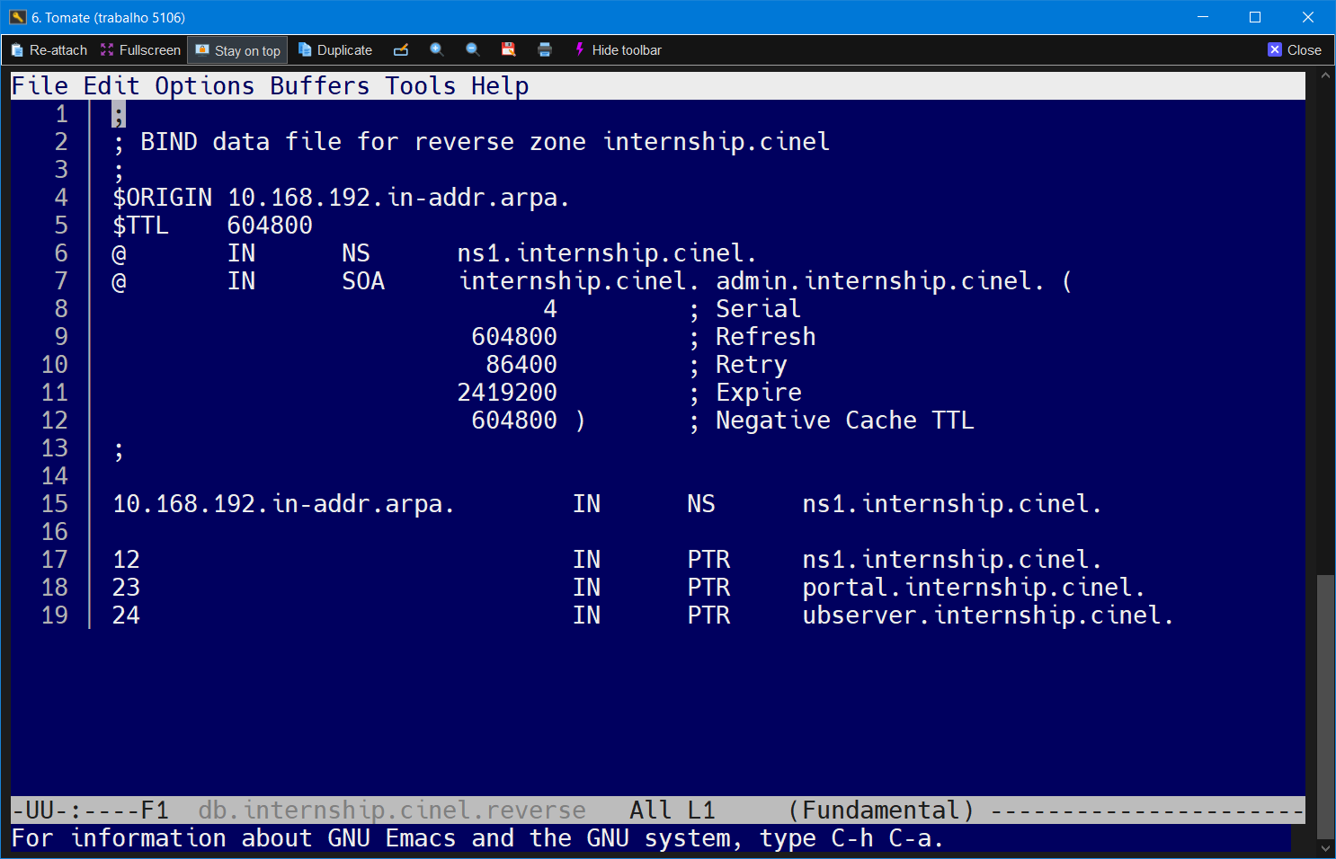 Zone file da nova zona reversa