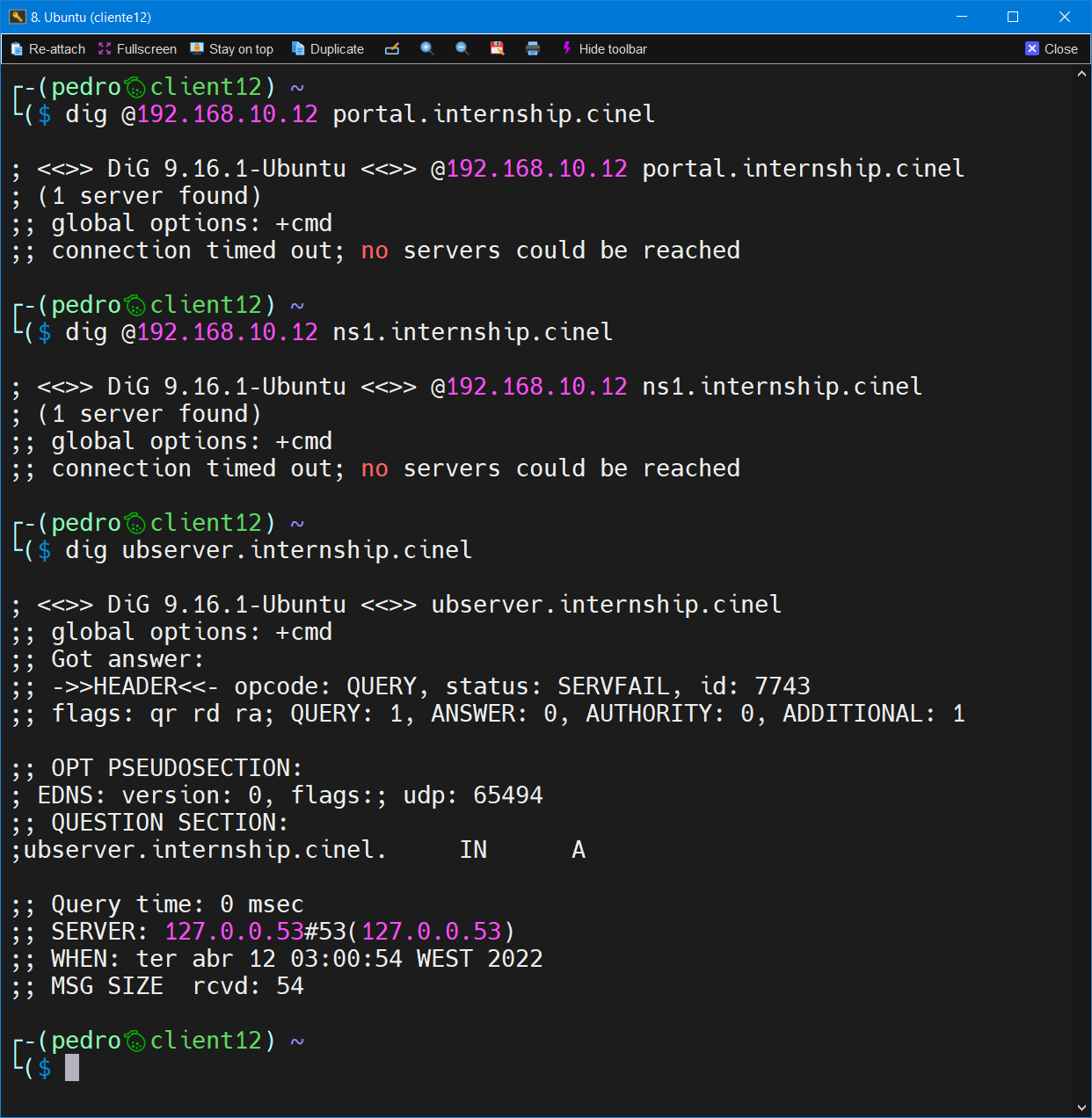 Tentativa de resolução de endereços