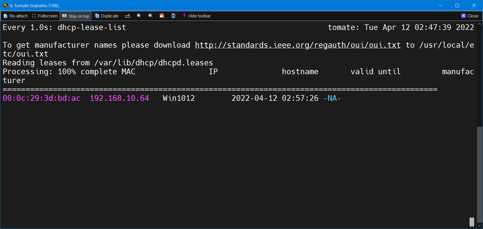 Novo lease para um cliente Windows