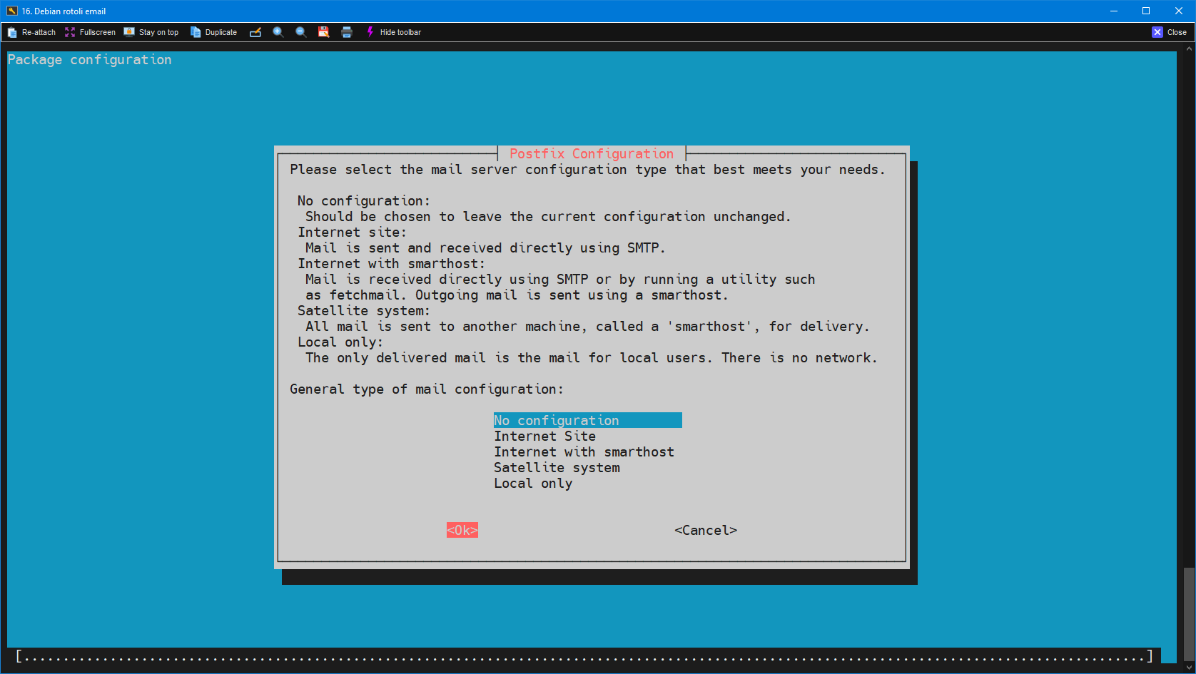 Postfix Configuration - No configuration