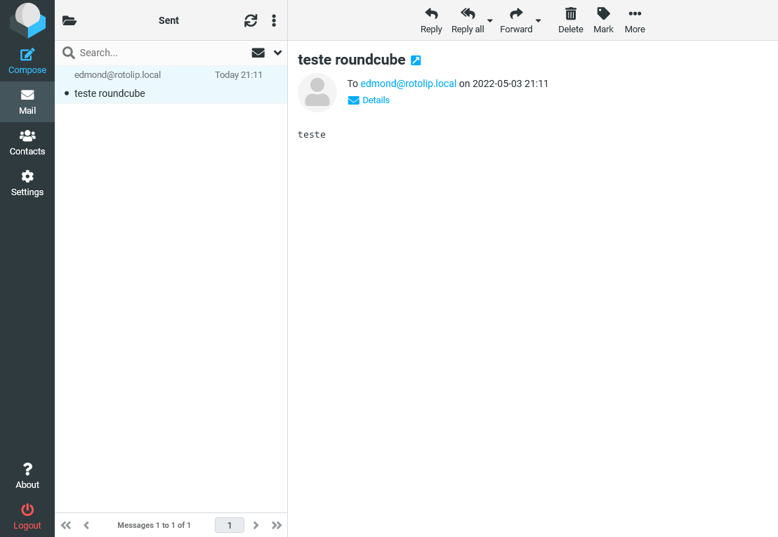 Mensagem enviada para uma caixa de correio do Exchange