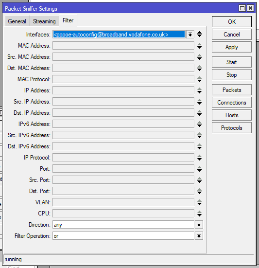 Mikrotik Packet Sniffer Filter