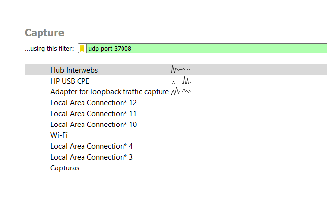Wireshark Interface and filter selection